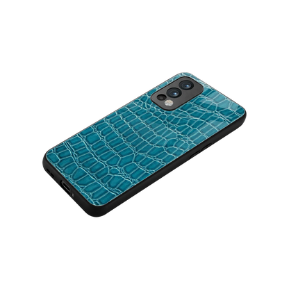 Croco Blue stylish phone case for oneplus nord 2 | glossy glass and slim fit