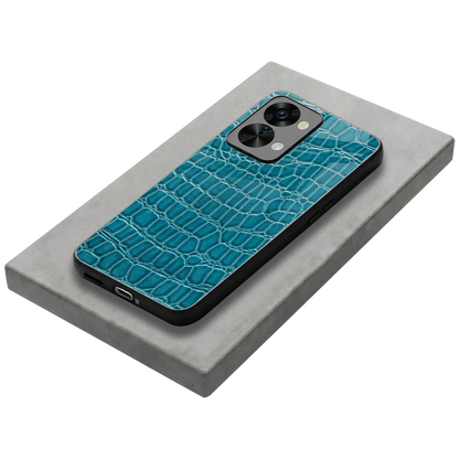 Croco Blue stylish phone case for oneplus nord 2t | glossy glass and slim fit