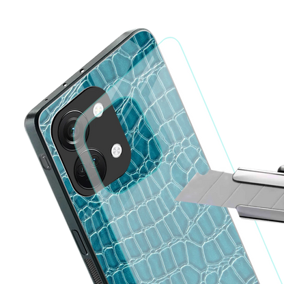 Croco Blue stylish phone case for oneplus nord 3 | glossy glass and slim fit