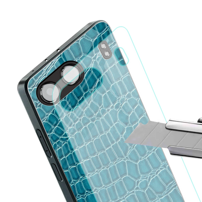 Croco Blue stylish phone case for oneplus nord 4 | glossy glass and slim fit