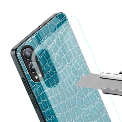 Croco Blue stylish phone case for oneplus nord ce 4 lite | glossy glass and slim fit