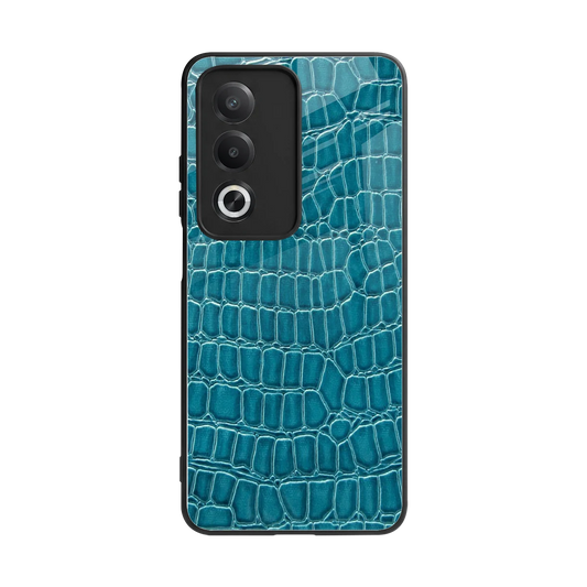 Croco Blue back phone cover | glass case for oppo a3 pro