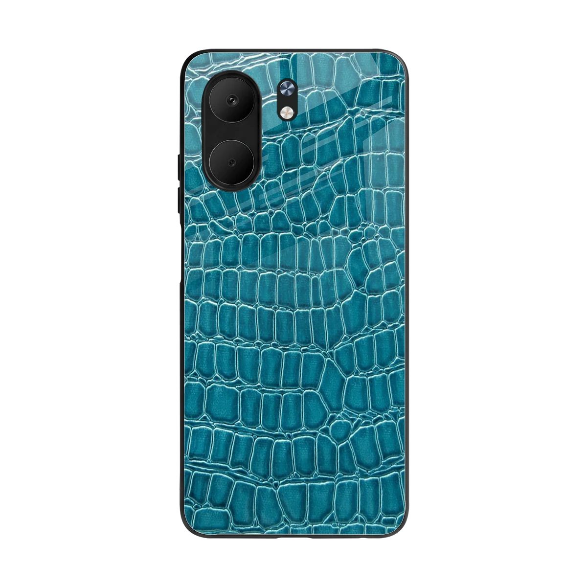 Croco Blue back phone cover | glass case for oppo a5x 5g
