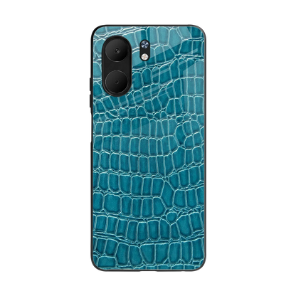 Croco Blue back phone cover | glass case for oppo a5x 5g