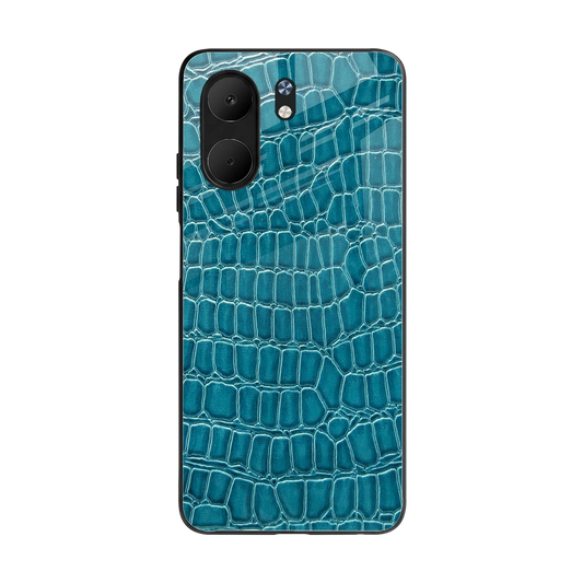 Croco Blue back phone cover | glass case for oppo a5x 5g