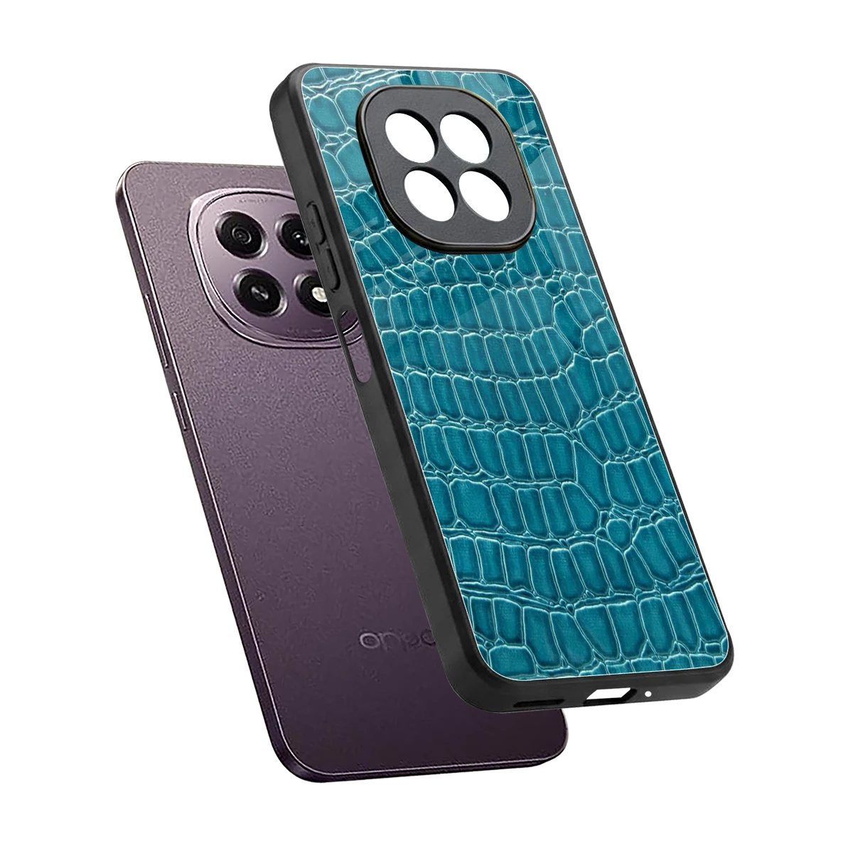 Croco Blue sleek oppo f29 5g cover with tempered glass back and TPU edges