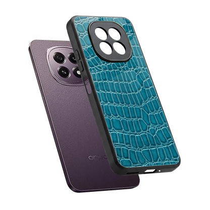 Croco Blue sleek oppo f29 5g cover with tempered glass back and TPU edges