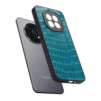 Croco Blue sleek oppo f29 pro 5g cover with tempered glass back and TPU edges
