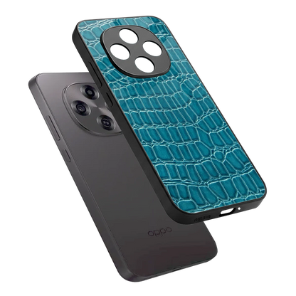 Croco Blue sleek oppo f31 pro 5g cover with tempered glass back and TPU edges