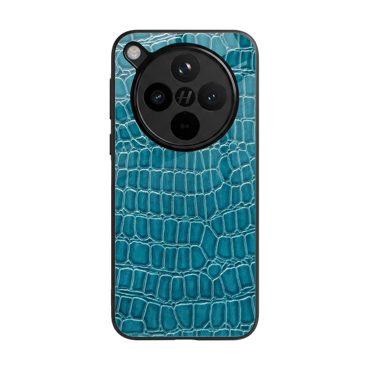 Croco Blue back phone cover | glass case for oppo find x8
