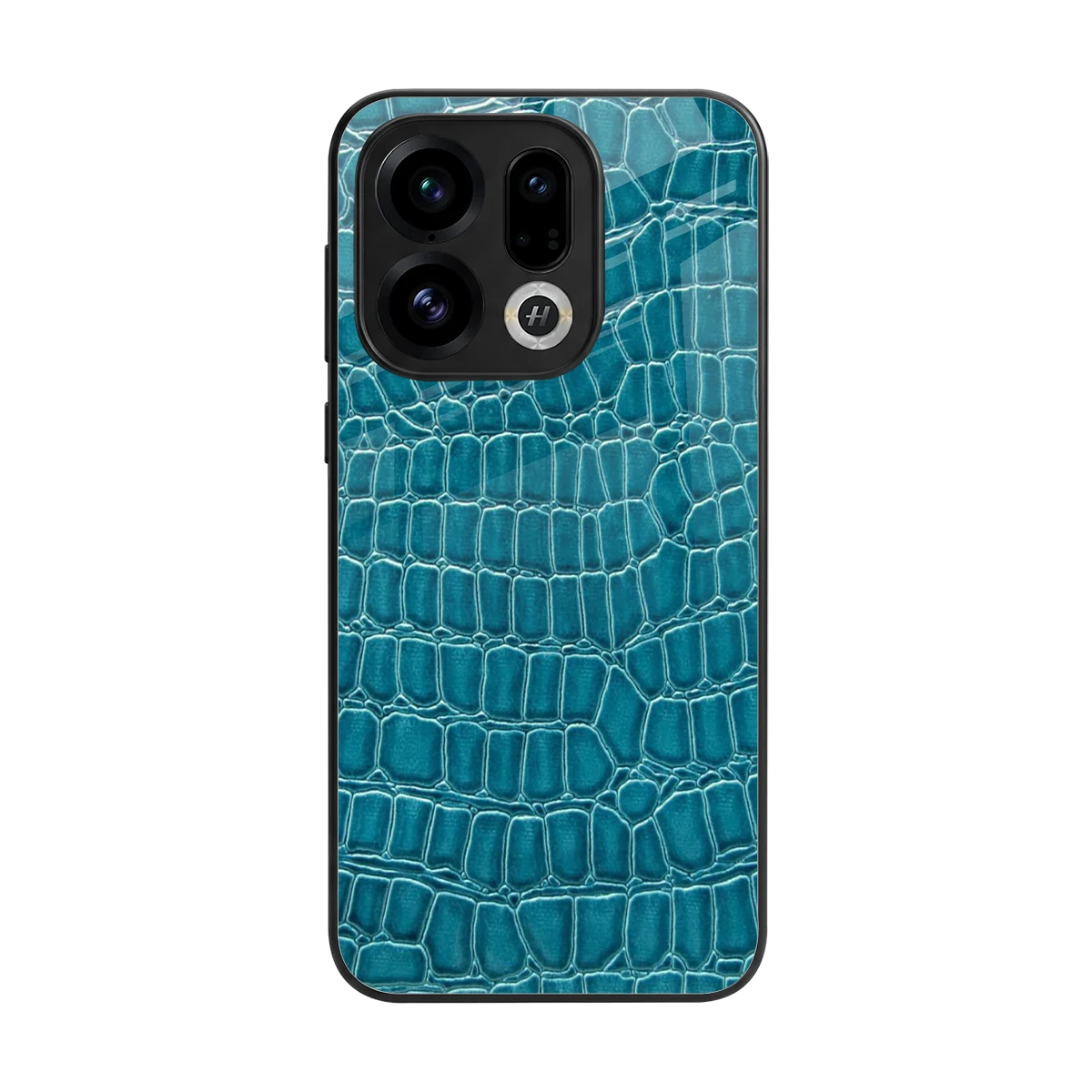 Croco Blue back phone cover | glass case for oppo find x9