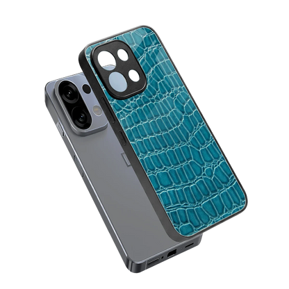 Croco Blue sleek oppo k13 5g cover with tempered glass back and TPU edges