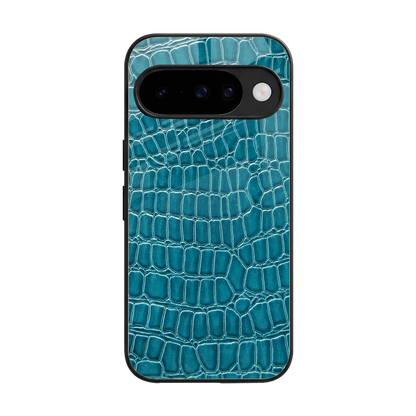 Croco Blue back phone cover | glass case for google pixel 10