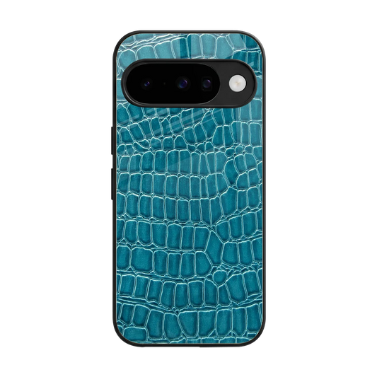 Croco Blue back phone cover | glass case for google pixel 10