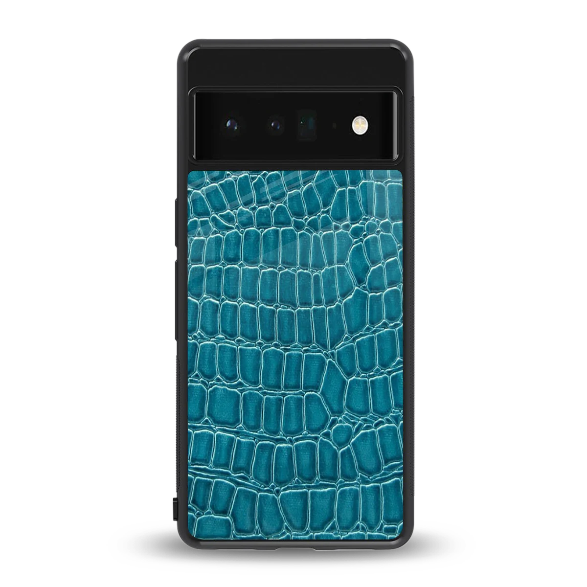 Croco Blue back phone cover | glass case for google pixel 6 pro