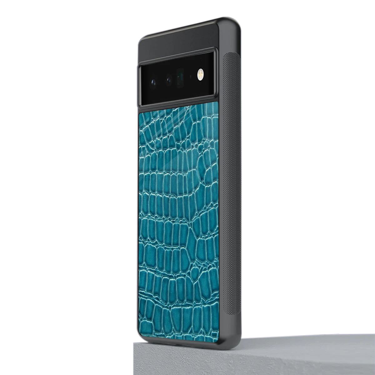 Croco Blue stylish phone case for google pixel 6 pro | glossy glass and slim fit