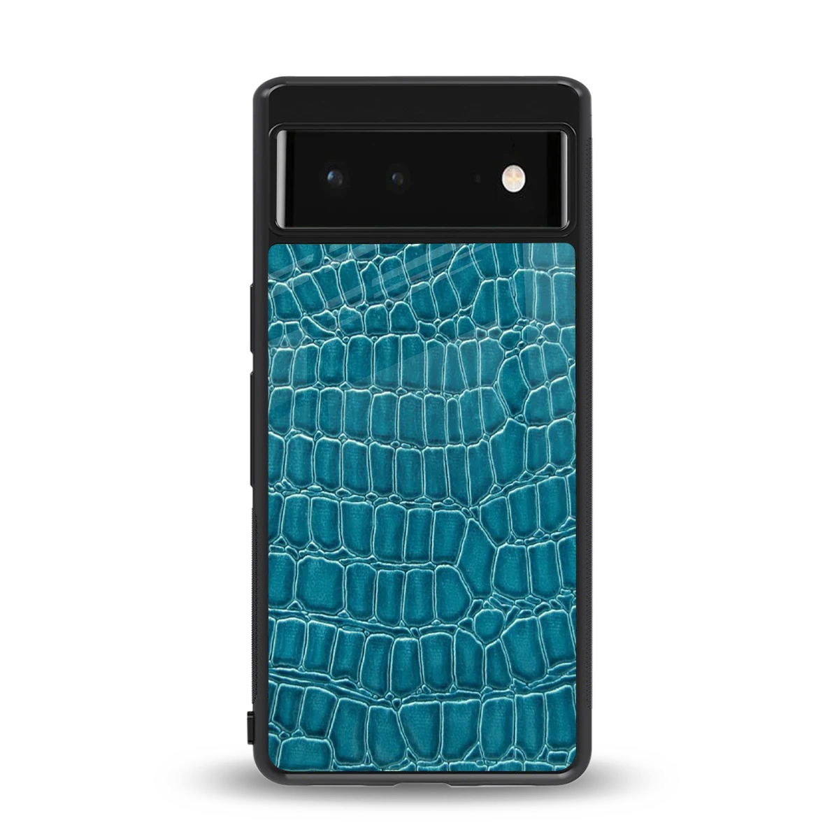 Croco Blue back phone cover | glass case for google pixel 6a