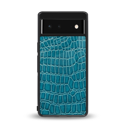 Croco Blue back phone cover | glass case for google pixel 6a