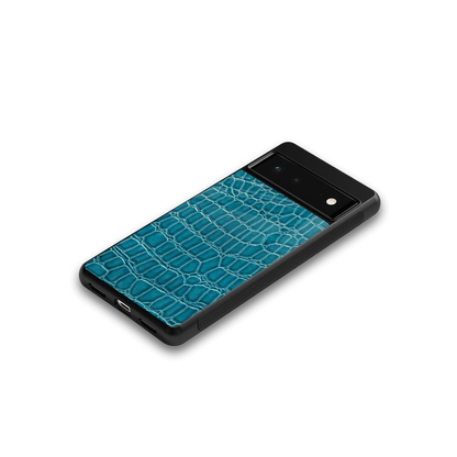 Croco Blue google pixel 6 mobile cover | shockproof glass phone case