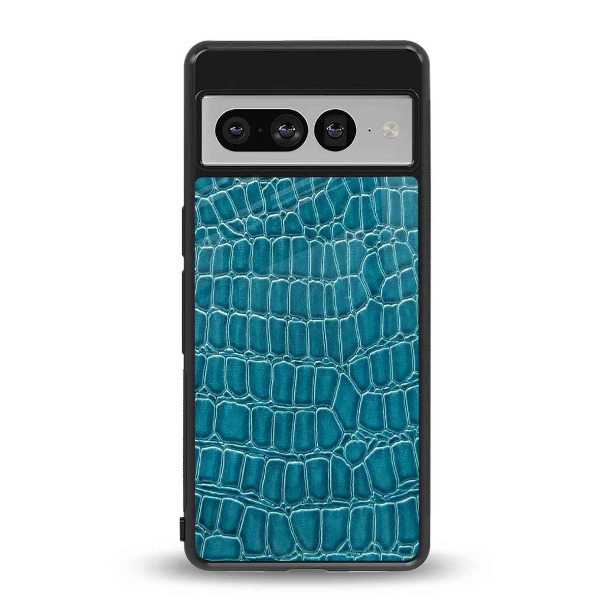 Croco Blue back phone cover | glass case for google pixel 7 pro