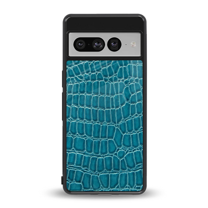 Croco Blue back phone cover | glass case for google pixel 7 pro