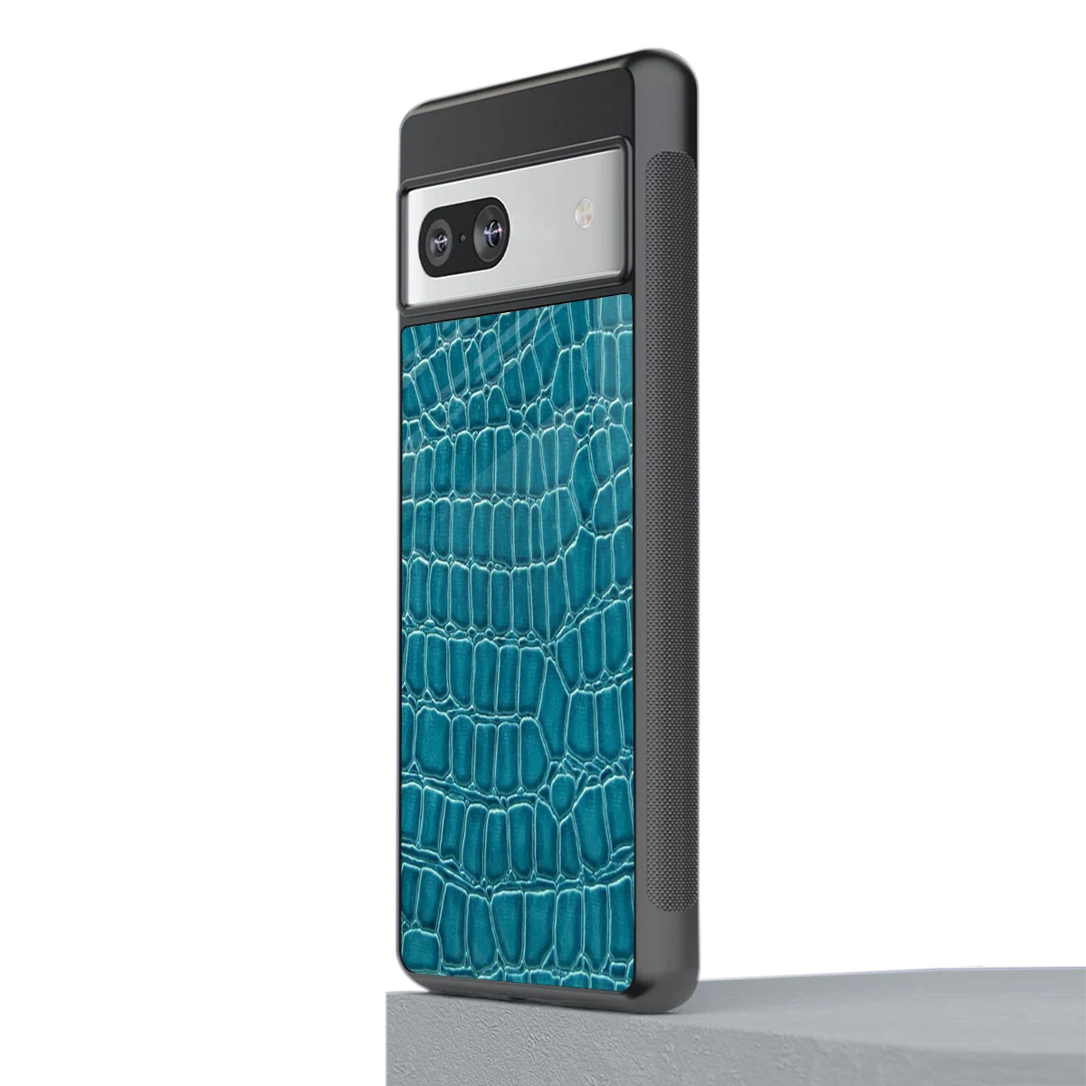 Croco Blue stylish phone case for google pixel 7a | glossy glass and slim fit