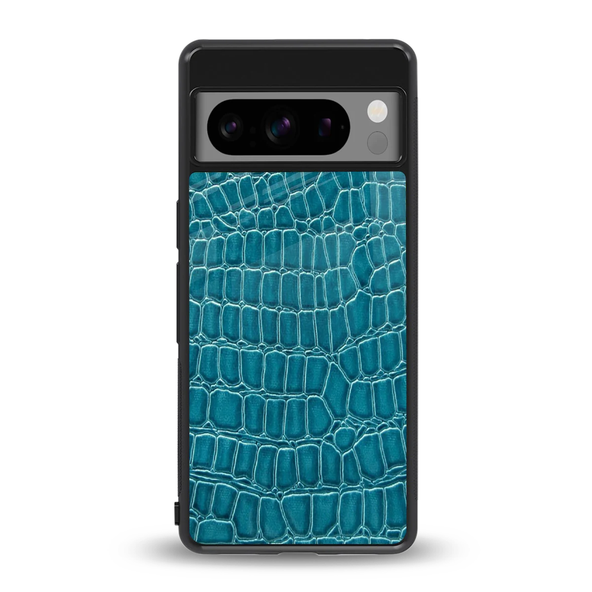 Croco Blue back phone cover | glass case for google pixel 8 pro