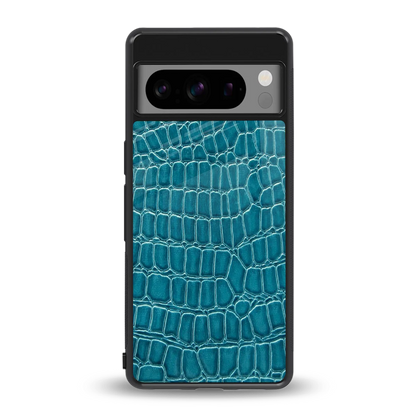 Croco Blue back phone cover | glass case for google pixel 8 pro