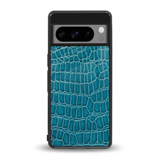 Croco Blue back phone cover | glass case for google pixel 8 pro