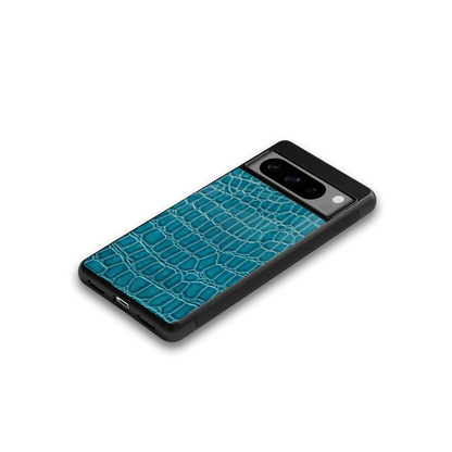 Croco Blue google pixel 8 pro mobile cover | shockproof glass phone case