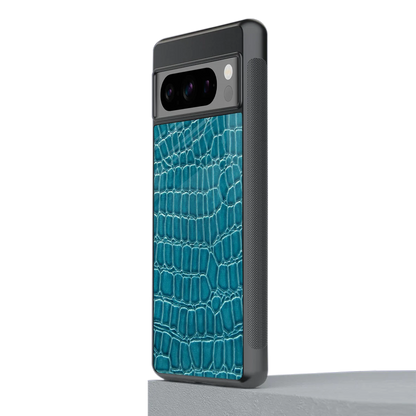 Croco Blue stylish phone case for google pixel 8 pro | glossy glass and slim fit
