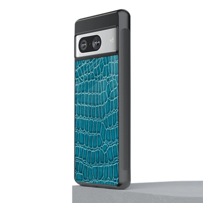 Croco Blue stylish phone case for google pixel 8 | glossy glass and slim fit