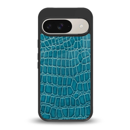 Croco Blue back phone cover | glass case for google pixel 9