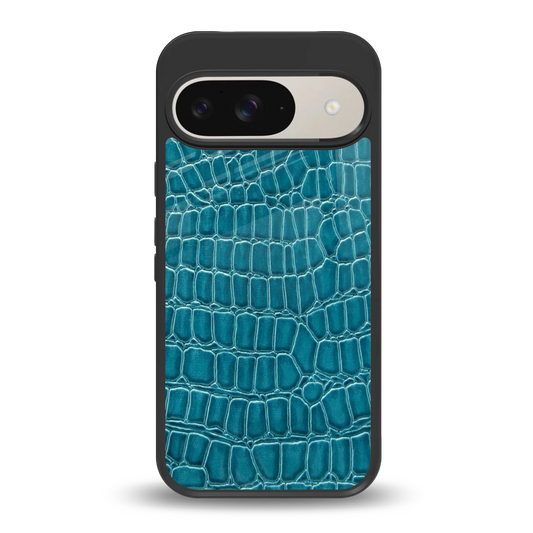 Croco Blue back phone cover | glass case for google pixel 9