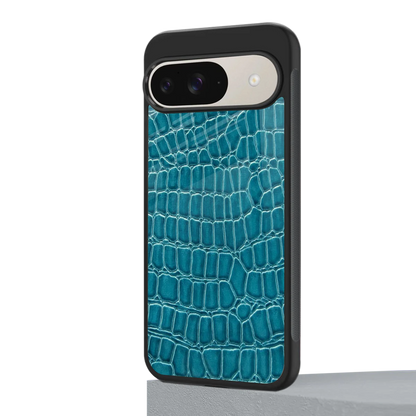 Croco Blue google pixel 9 mobile cover | shockproof glass phone case