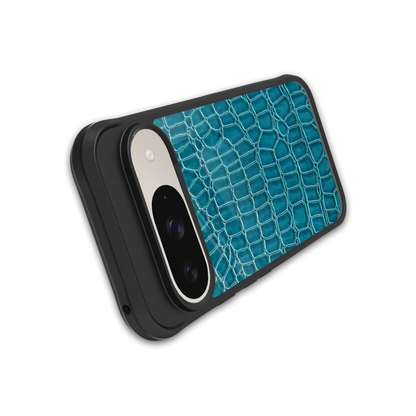 Croco Blue stylish phone case for google pixel 9 | glossy glass and slim fit