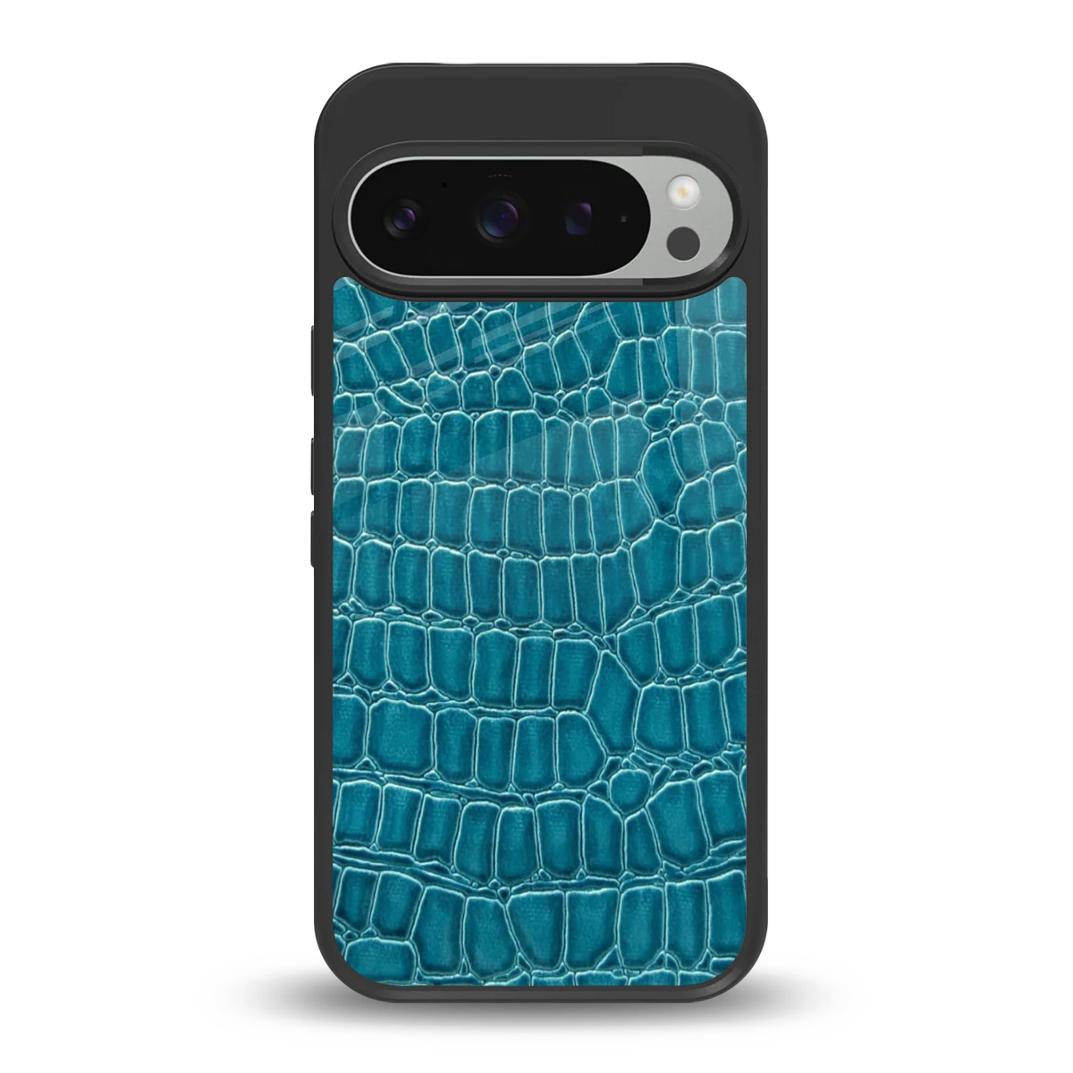 Croco Blue back phone cover | glass case for google pixel 9 pro