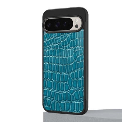 Croco Blue google pixel 9 pro mobile cover | shockproof glass phone case
