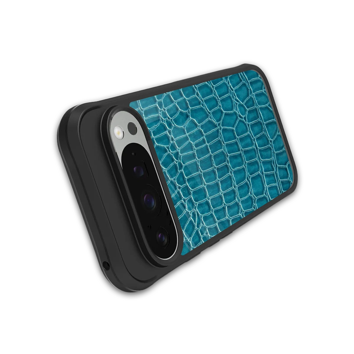 Croco Blue stylish phone case for google pixel 9 pro xl | glossy glass and slim fit
