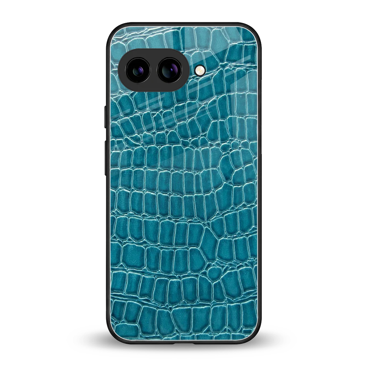 Croco Blue back phone cover | glass case for google pixel 10a