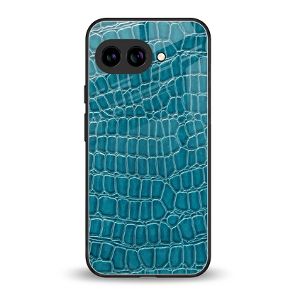 Croco Blue back phone cover | glass case for google pixel 10a
