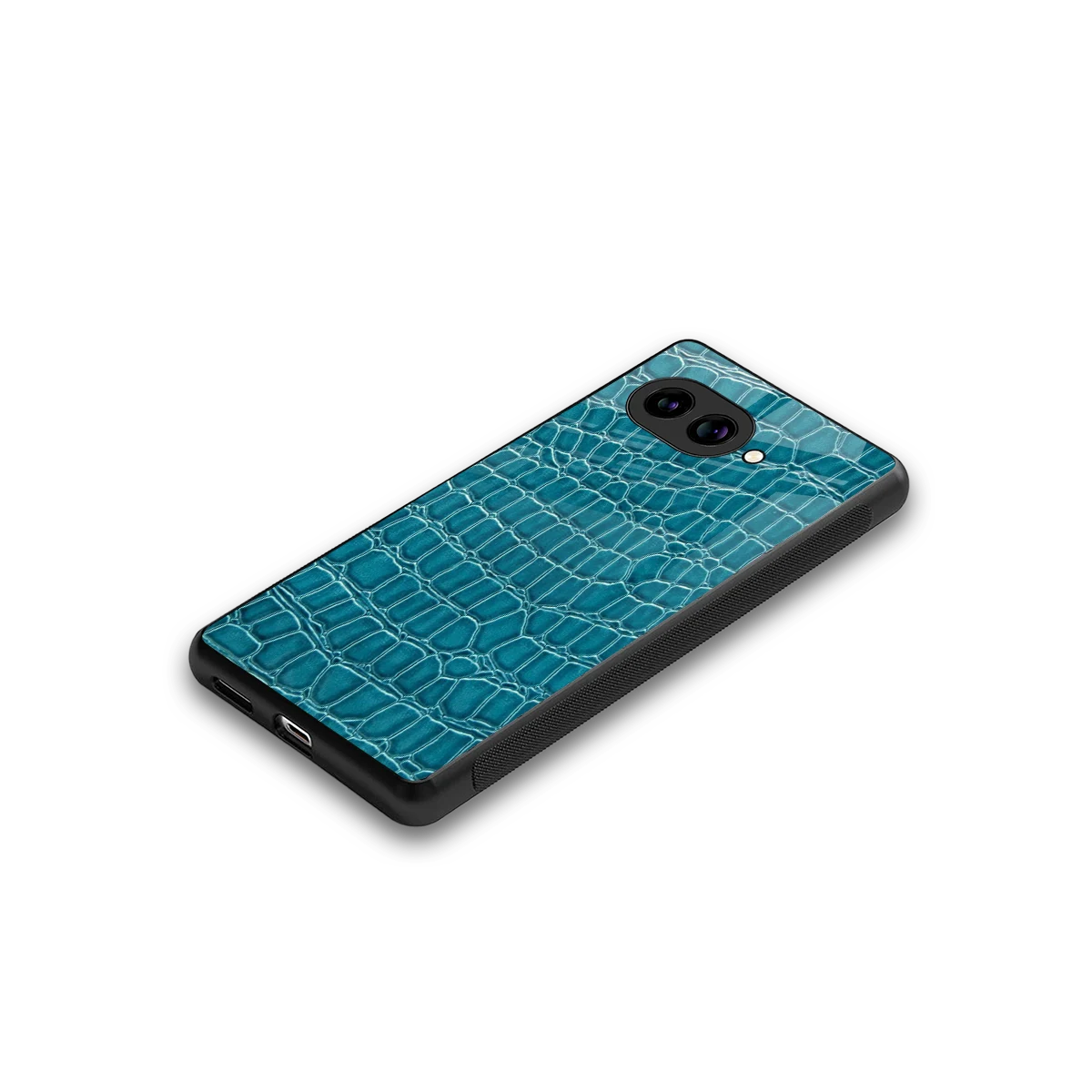 Croco Blue stylish phone case for google pixel 10a | glossy glass and slim fit