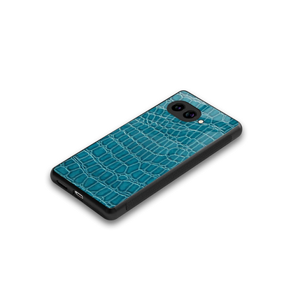 Croco Blue stylish phone case for google pixel 10a | glossy glass and slim fit