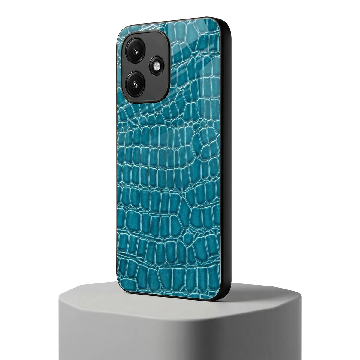 Croco Blue redmi 12 5g mobile cover | shockproof glass phone case