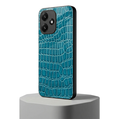 Croco Blue redmi 12 5g mobile cover | shockproof glass phone case