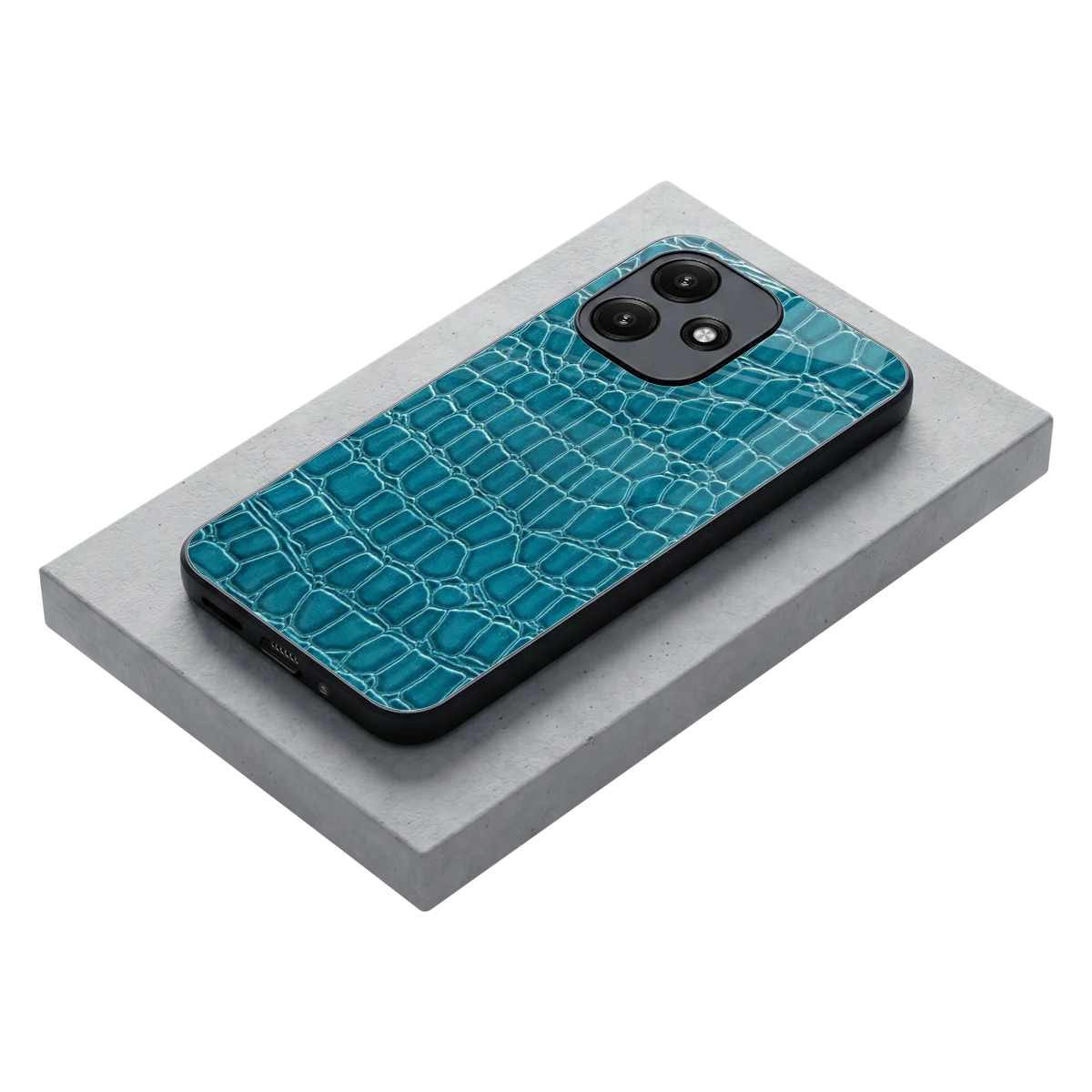 Croco Blue stylish phone case for redmi 12 5g | glossy glass and slim fit