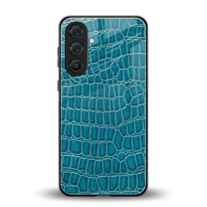 Croco Blue back phone cover | glass case for samsung galaxy a17 5g