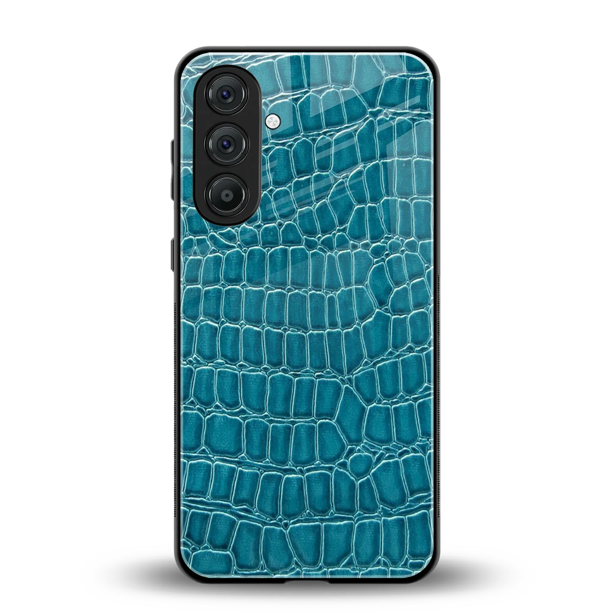 Croco Blue back phone cover | glass case for samsung galaxy m35 5g