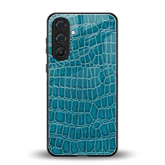 Croco Blue back phone cover | glass case for samsung galaxy m35 5g