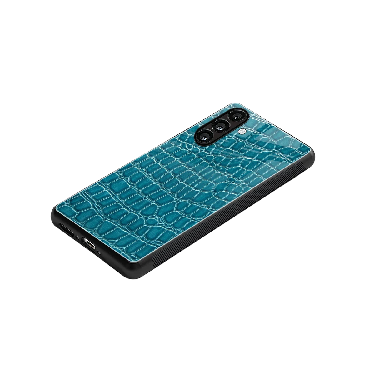 Croco Blue stylish phone case for samsung galaxy m35 5g | glossy glass and slim fit